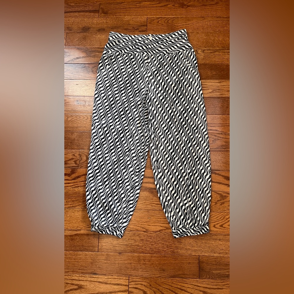 Anthropologie  Linen Jogger Pants Black White Sz 6